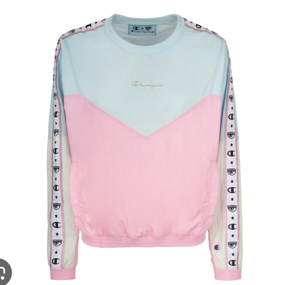 Chiara Ferragni x Champion Pink and Blue Pullover in M